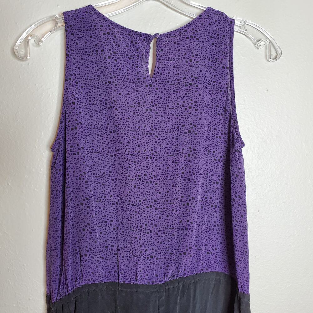 Foreign Exchange 100% Silk Purple + Black Spotted Sleeveless Romper Size XS - Picture 6 of 12